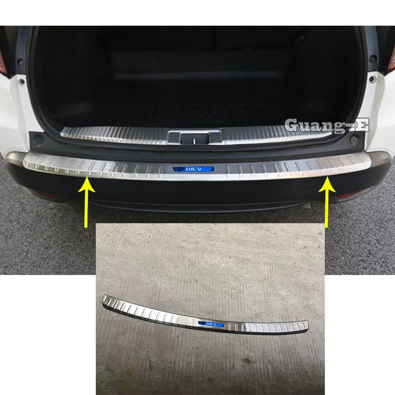 

Автомобильная наклейка, внешний задний бампер, отделка, порог из нержавеющей стали, аналогичный порогу для Honda HRV, педаль для багажника Vezel 2014, 2015, 2016, 2017, 2018