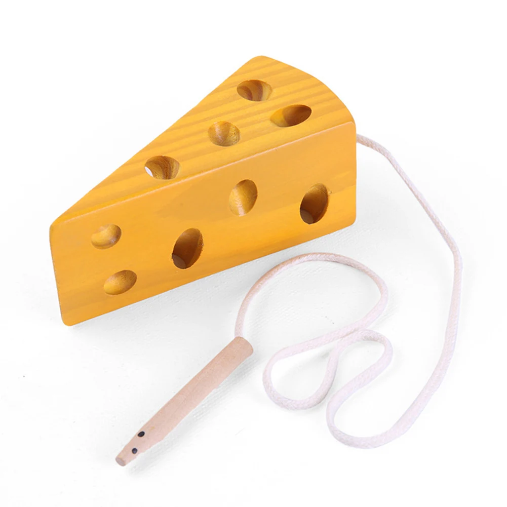 

Hot Sale Wood Kindergarten Cheese Threading Board Lacing Game Toy 3D Puzzle Montessori Educational Toy for Kid