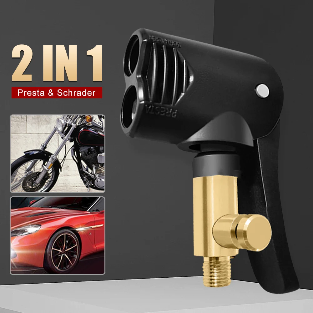 

Tire Air Chuck with Clip Schrader Presta 2 In 1 Locking Tire Inflator Air Chuck Adapter Airtight with Release for 7.88mm Hose