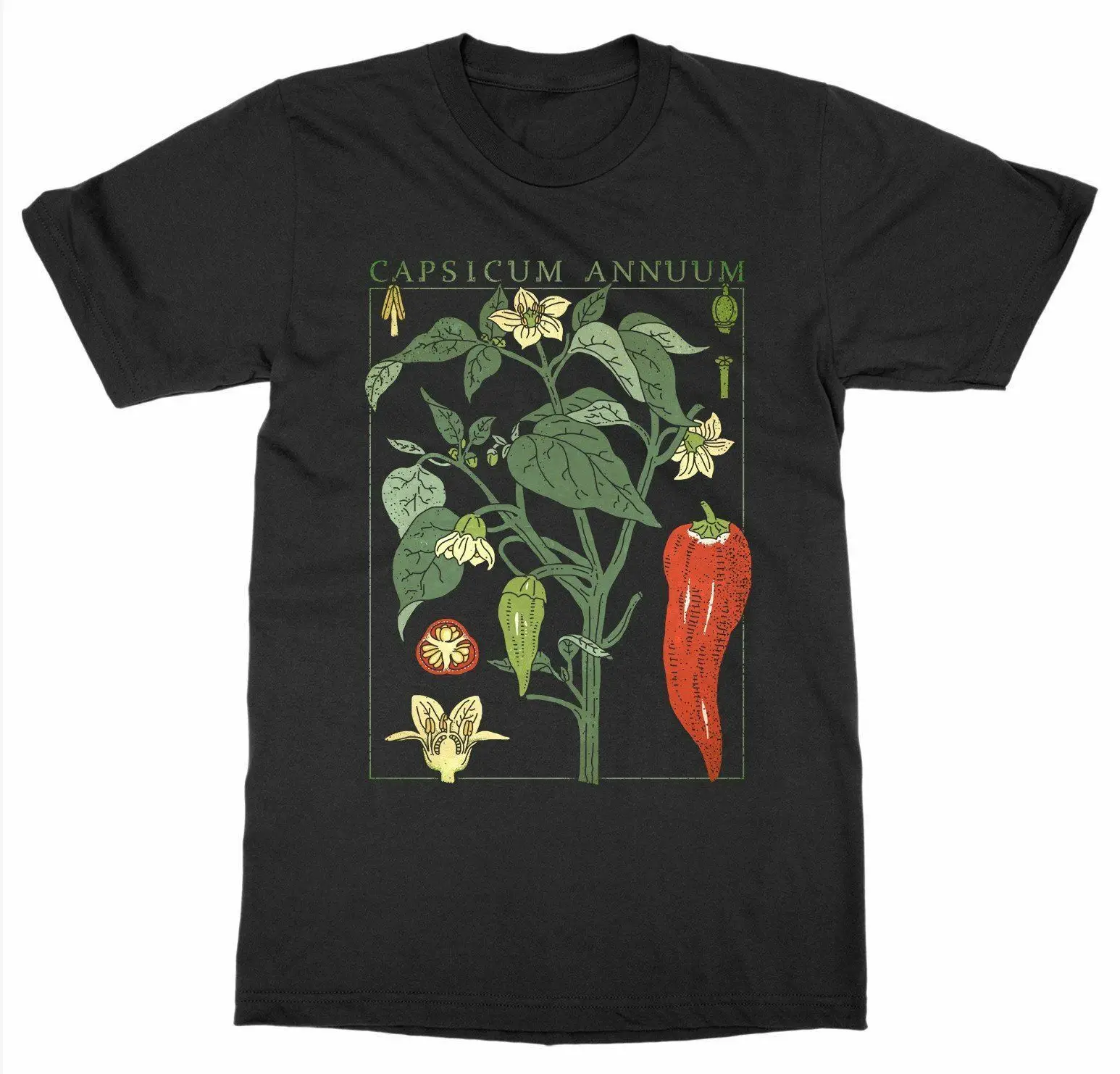 

Botanical Garden Chili Pepper Plant Print Art Bloom Fruit Grow T-Shirt Summer Cotton Short Sleeve O-Neck Unisex T Shirt S-3XL