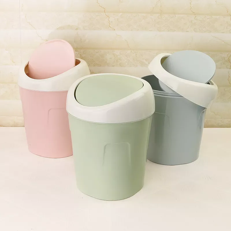 

Cute Desktop Mini Flip Garbage Storage Bucket Creative Office Household Accessories Desk Waste Container Bucket Trash Can