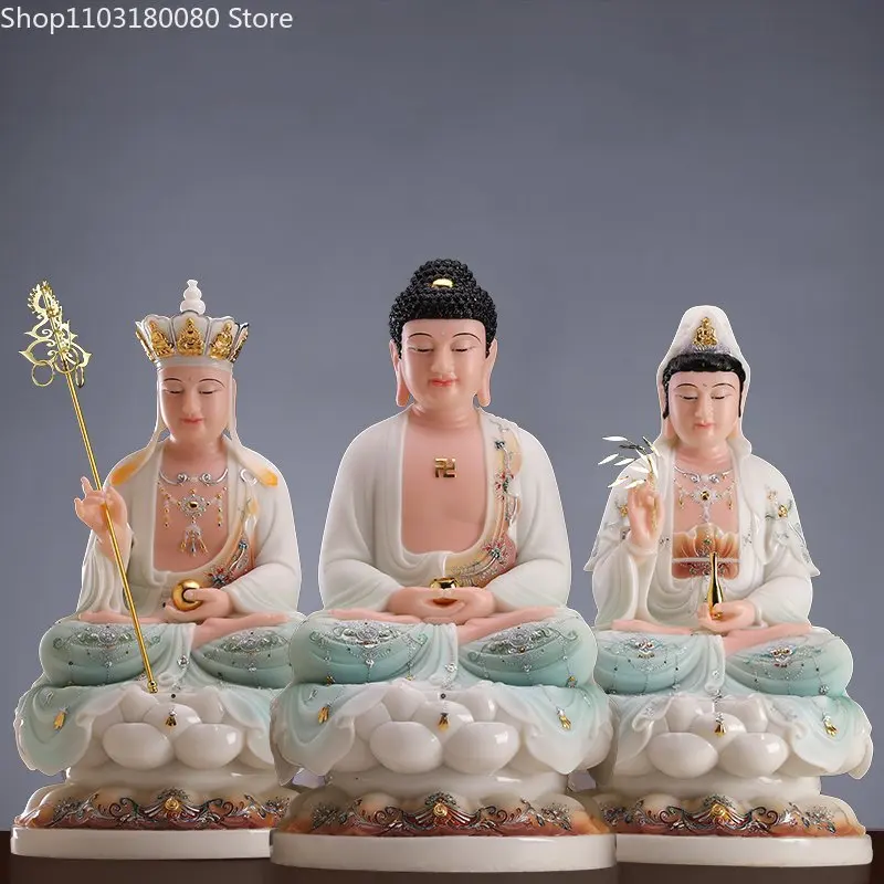 Белая мраморная цветная статуя кситигарбхи Будды Шакьямуни Guanyin Kwan-yin богиня