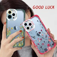 fashion colorful flowers clear phone case for iphone 13 pro max 12 11 x xs xr 7 8 plus se 2020 cute transparent soft cover