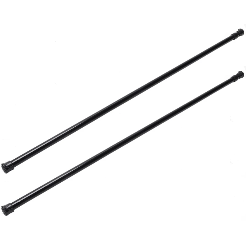 

New 2X Extendable Telescopic Spring Loaded Net Voile Tension Curtain Rail Pole Rods,70-120Cm,Black