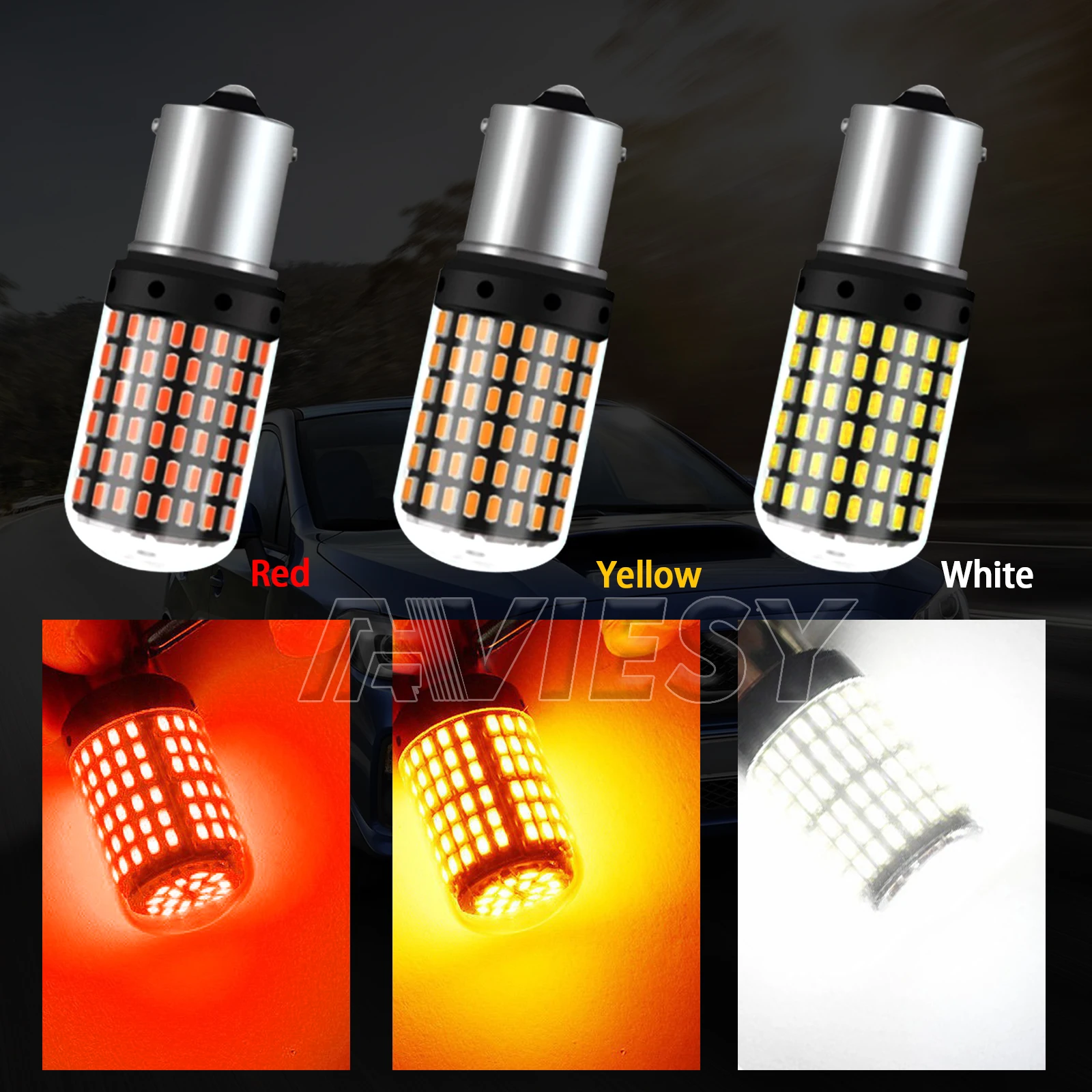 

Universal 144smd Turn Signal Lights Brake Bulb 1156 1157 7440 7443 BA15S BAU15S BAY15D PY21W 12V Flash lights Brake Lamp