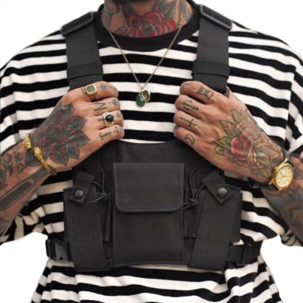 Clape Hip Hop Streetwear Chest Bag Tactical Waist Pack Walkie Talkie Chest Rig Bag Bolso Hombre Radio Harness Vest Bag for Women