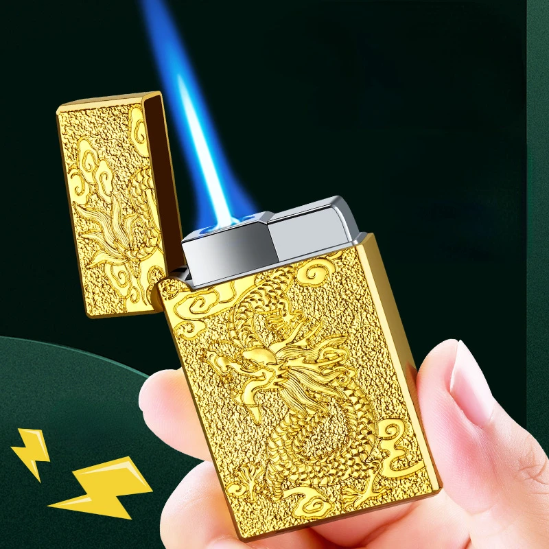 Фото Стальная ветрозащитная зажигалка с трехмерным рельефом Dragon And Phoenix Chengxiang №2