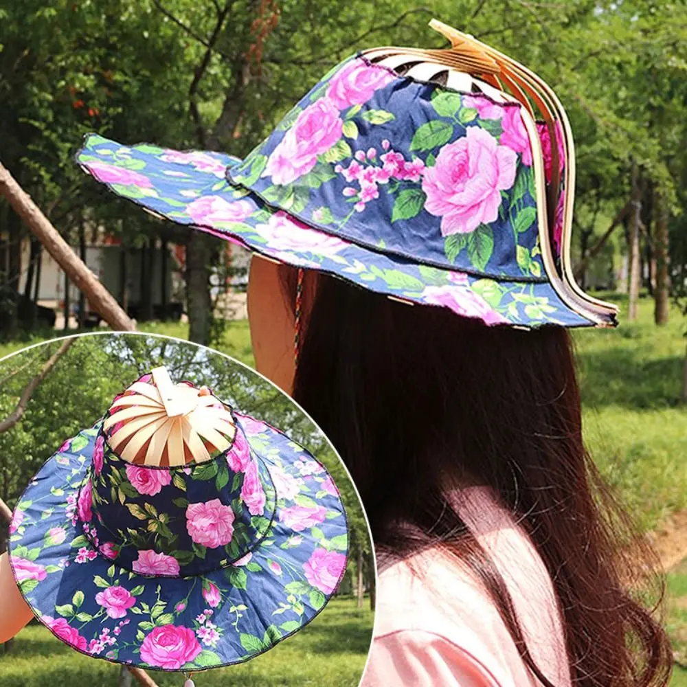 

Wide Brim Sunscreen Cap Women Jewelry Gift Portable Bamboo Silk for Durable