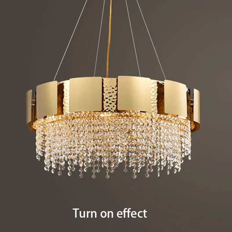 

Postmodern Gold Crystal Stainless Steel Pendant Lights E14 Living Room Bedroom Pendant light Suspension Luminaire 60/80cm