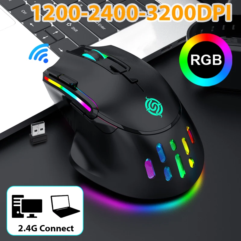 Обновленная Беспроводная игровая мышь 2,4G с RGB-подсветильник кой, игровая мышь с Сотами, перезаряжаемая мышь для настольного ПК, эргономичная мышь для ноутбука, геймерская мышь 2023