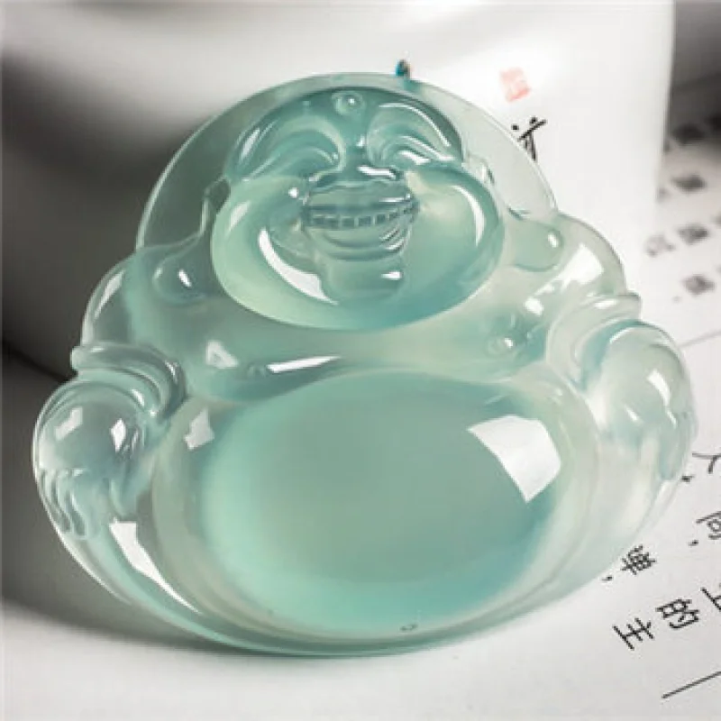 Натуральный полностью зеленый Подвеска Будды из нефрита и ледяного с