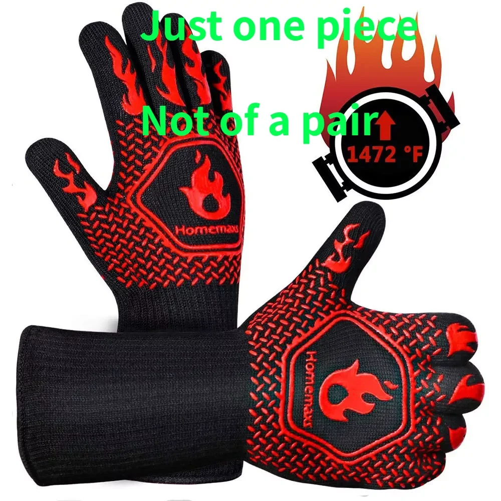 

One Piece BBQ Gloves Microwave Gloves High Temperature Resistance Barbecue Glove Oven Mitts 500 800 Degree Fireproof Grill Glove