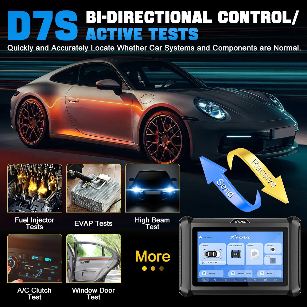 Диагностический сканер XTOOL D7S для автомобилей (OBD2) с двунаправленным программированием ЭБУ и IMMO, программатор ключей, для диагностики автомобилей, модель 2026 года, со склада в США (art.: 3920dc644f811) - 3920dc644f811