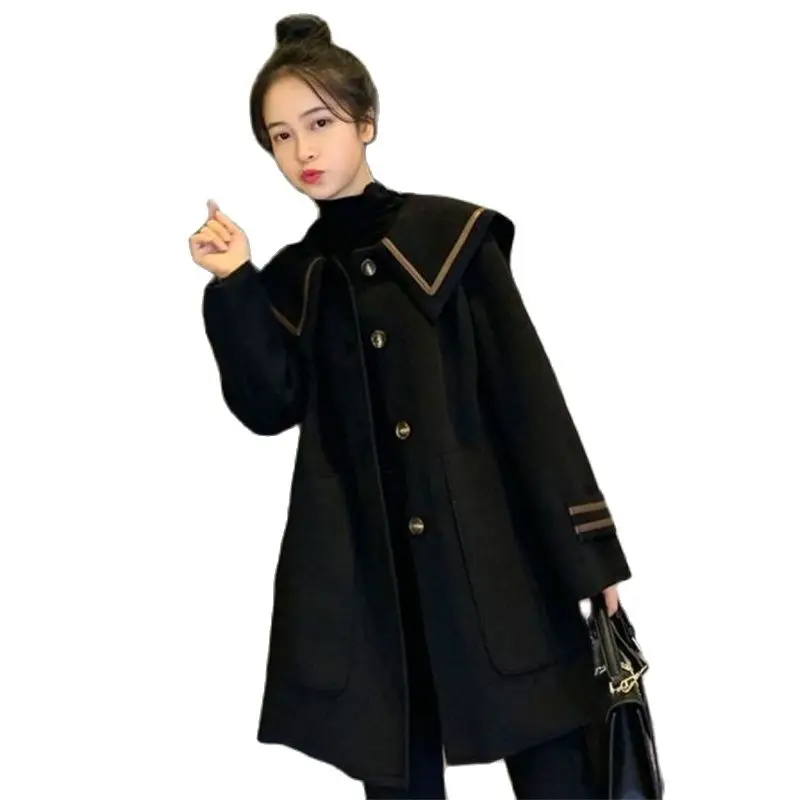 Vintage Female Clothing 2021 Autumn Winter New Western Style Coat Women High-End Loose And Slimming Counter Woolen Coat Women