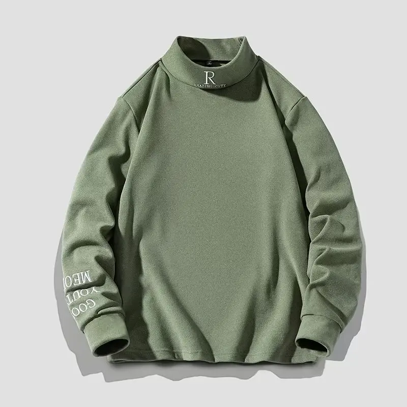 

Мужские пуловеры с коротким высоким воротником и длинными рукавами, модная уличная одежда, мягкая толстовка, 2023