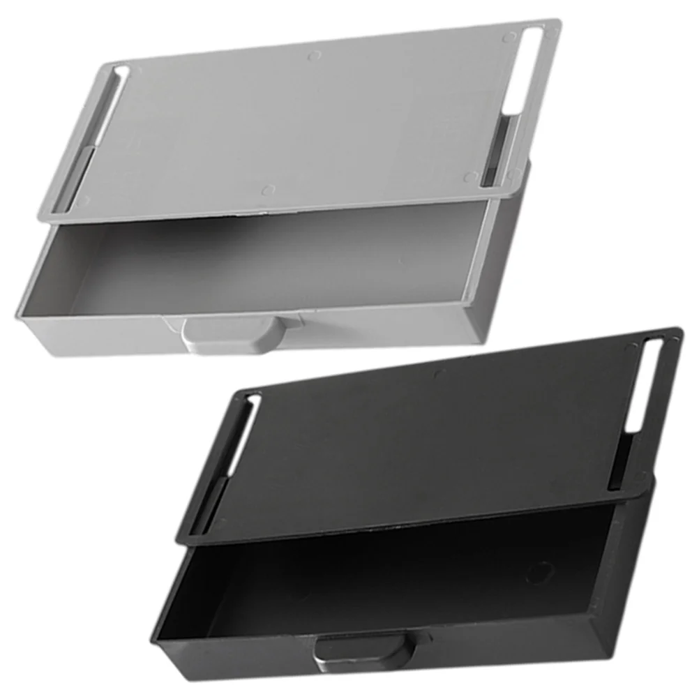 

2 Pcs Table Punch Free Storage Box Office Plastic Organizer Drawers Pull Out Abs Desk Organizers