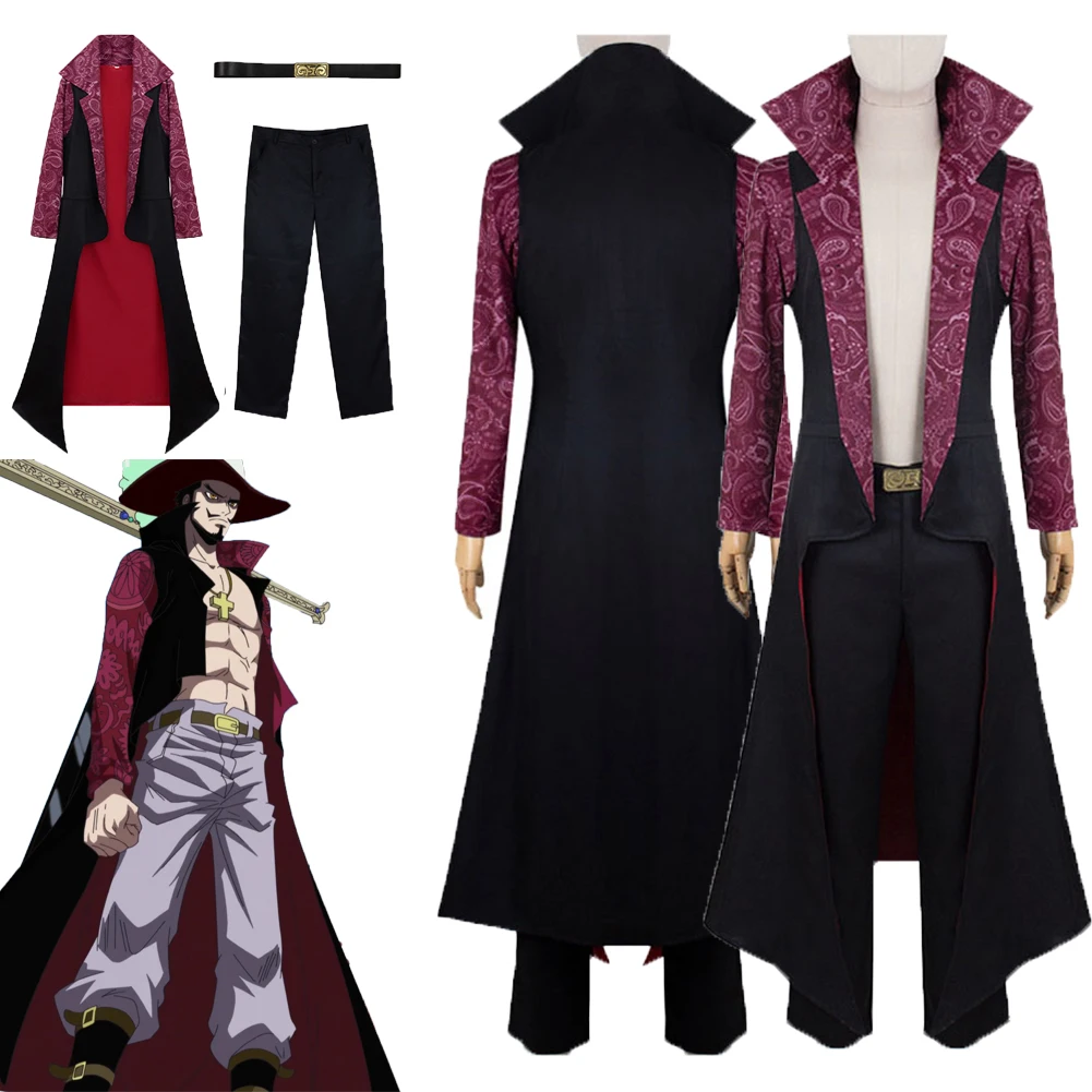 

Костюм для косплея Mihawk из аниме One Cos, одежда для костюмированной вечеринки, пальто, штаны, аксессуары для взрослых, для ролевых игр, карнавала на Хэллоуин