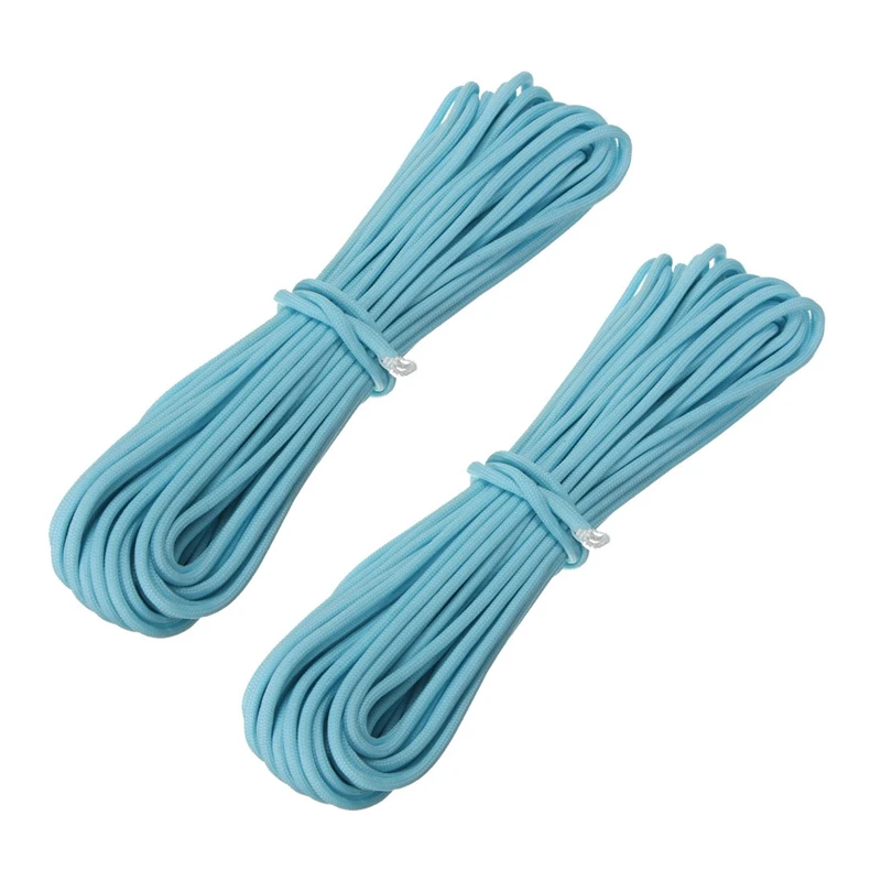 

2X 550Lb Paracord Parachute Cord Nylon Luminous Glow In The Dark 9 Core Strand Blue