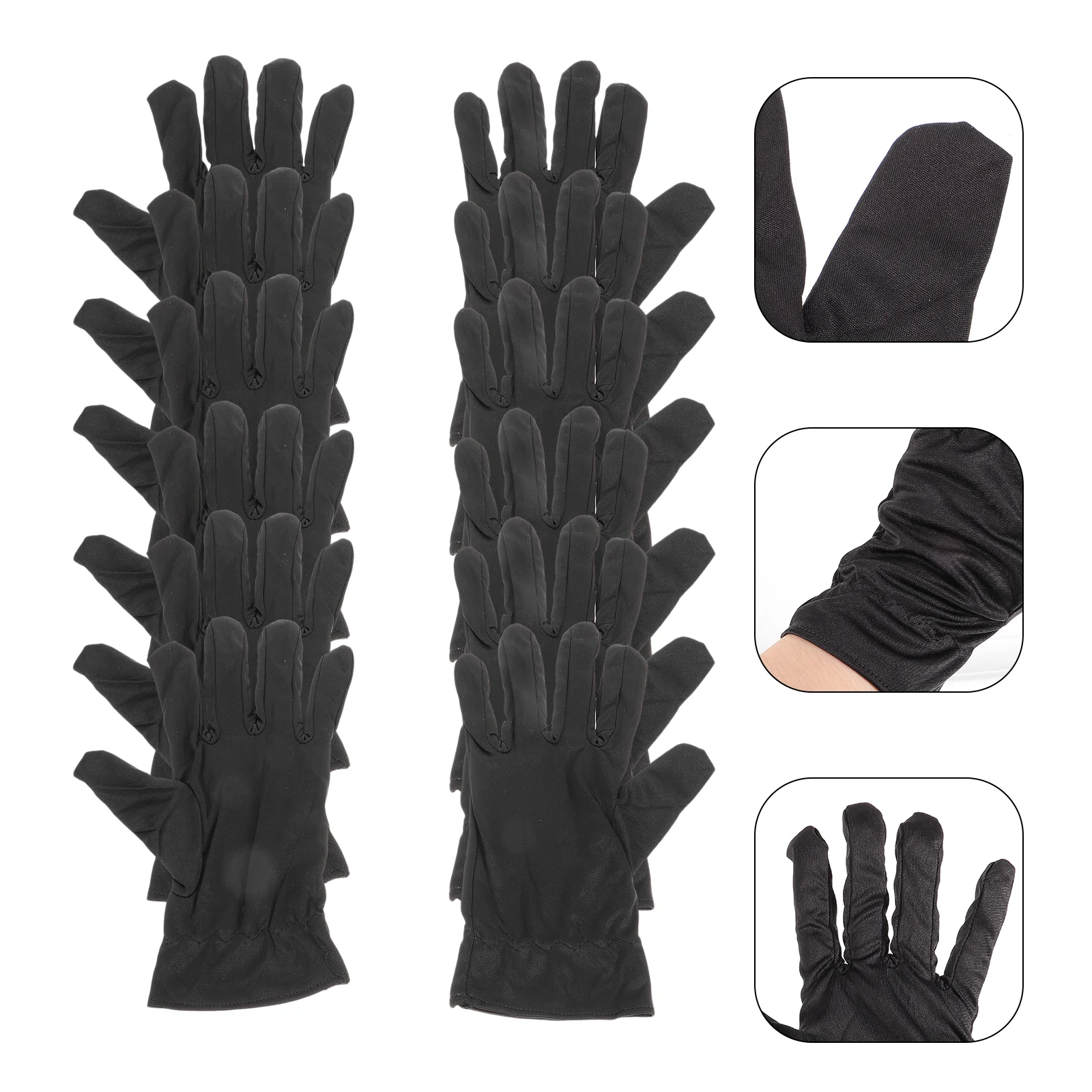 

6 Pairs Cotton Gloves Men Jewelry Coin Handling Testing Kit Black Women Inspection Man