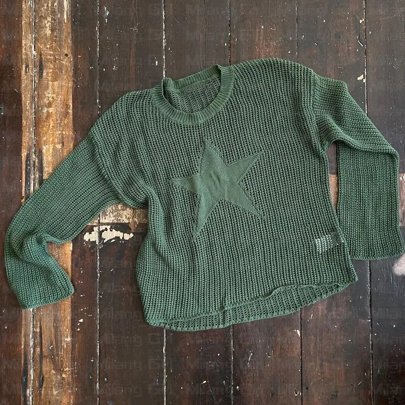 Готические вязаные пуловеры с вырезами звездная академия винтажные женские топы