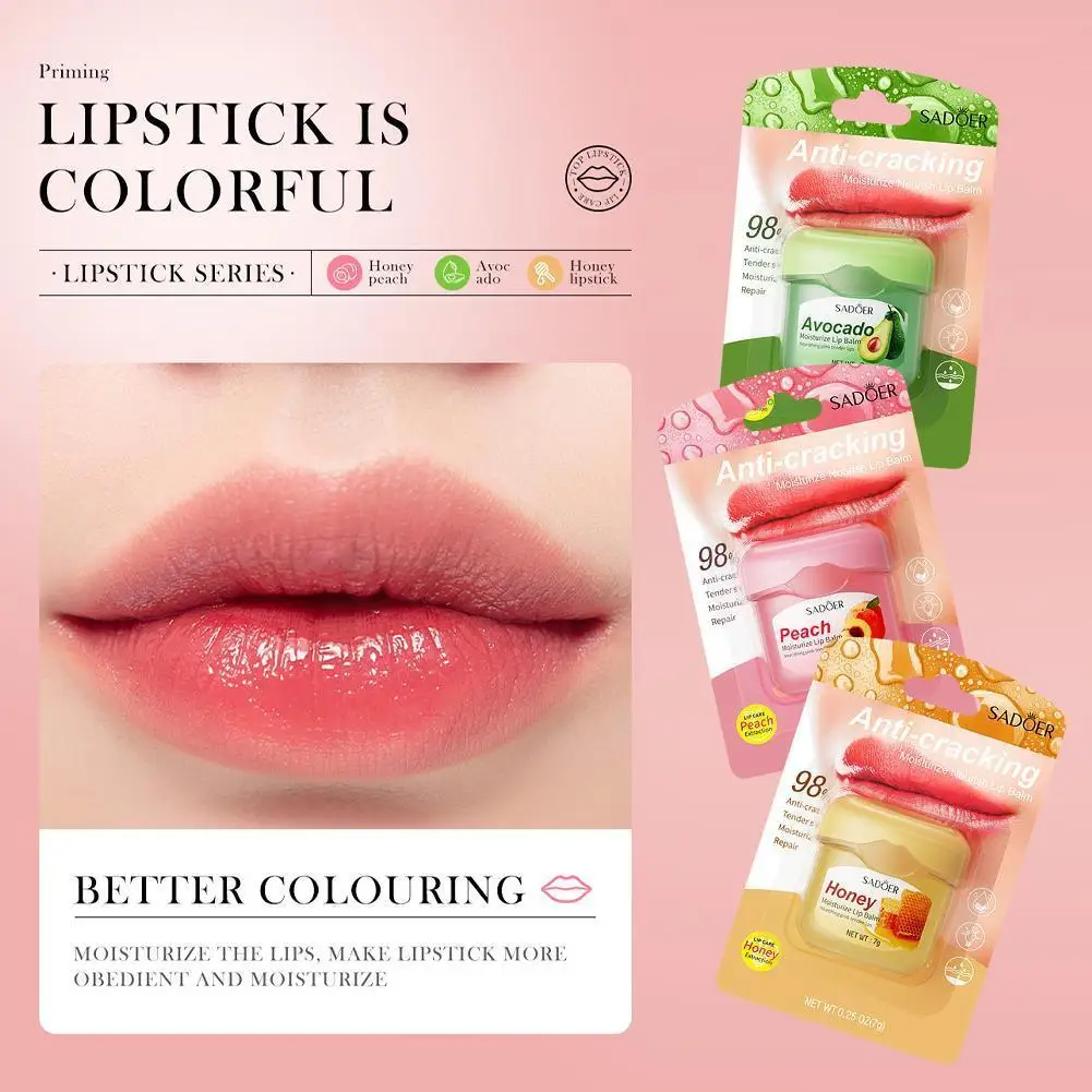 

Honey Lip Balm Mild Smooth Lip Care Film Anti Dry Fruit Care Comprehensive Hydration Lip Lip Provide Peach Avocado Balm Hon G7F3