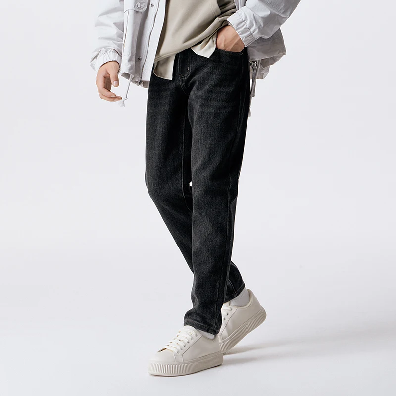 Джинсы Semir мужские зимние фланелевые теплые облегающие брюки классические