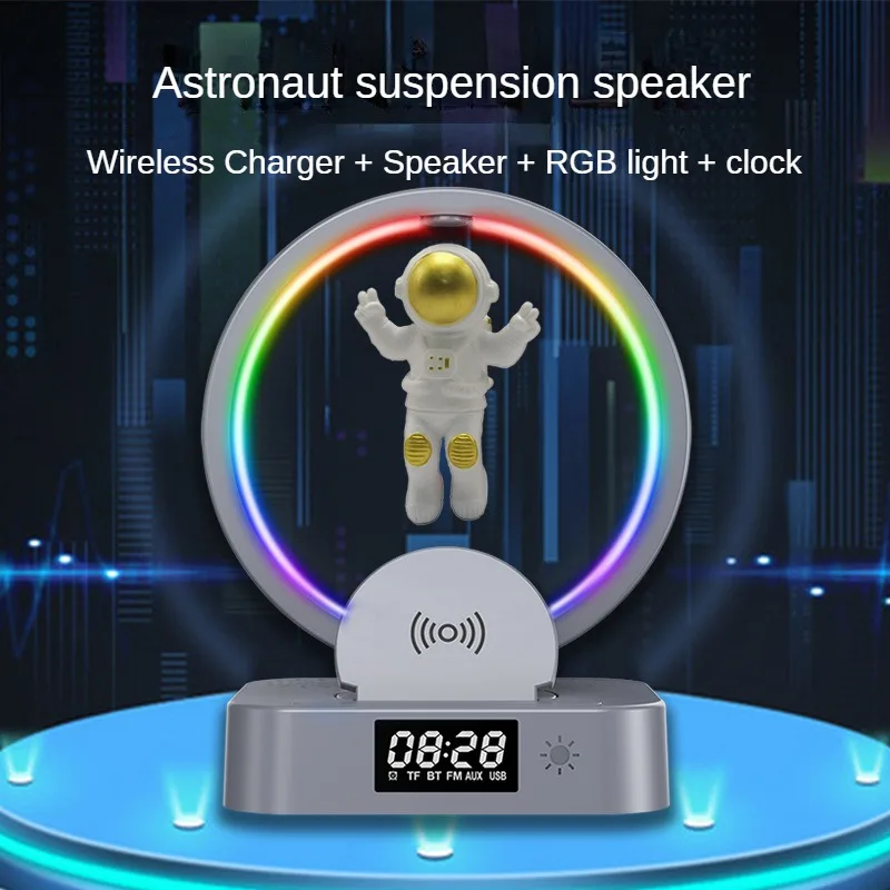 

Magnetic Levitation Astronaut Bluetooth Speaker Clock Astronaut Sound RGB Computer Subwoofer Decoration Birthday Gift