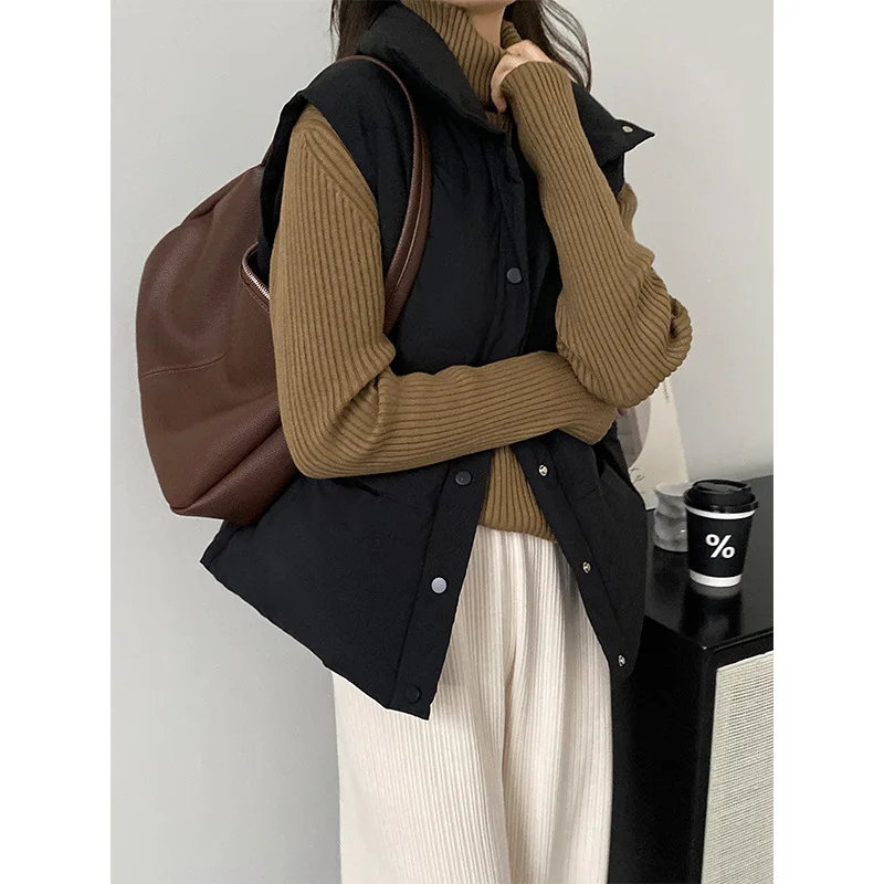Winter Coat Women Jackets Winter Clothes Women Autumn Stand Collar Down Cotton Vest Women Loose Warm Sleeveless Cotton Jacket