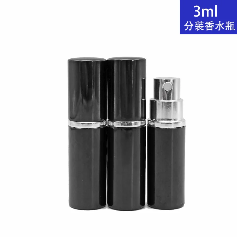 

10/30/50pcs 3ml Empty Tube Perfume Spray Black Bottle Alumina Glass Cosmetic Container Makeup Travel Sample Portable Mini Small