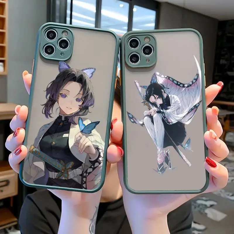 

Demon Slayer Kochou Shinobu Phone Case for iPhone X XR XS 7 8 Plus 11 12 13 pro MAX 13mini Translucent Matte Case