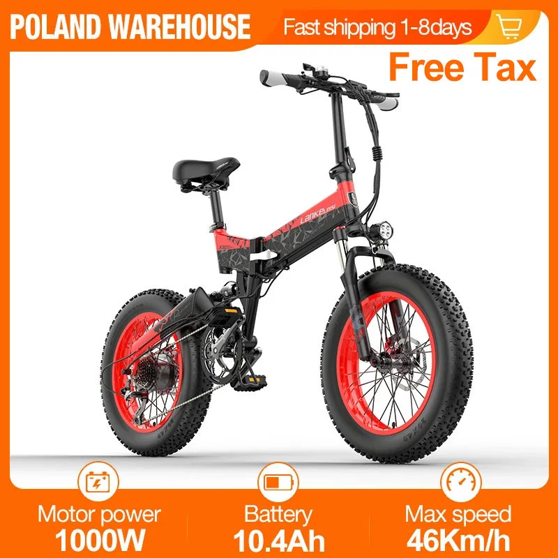 

LANKELEISI X3000PLUS 1000W Electric Bicycle 48V 10.4AH Foldable Electric Bike Mountain Bike Mens E-bike Fat Bike 4.0