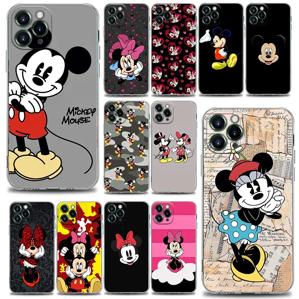 

Cute Anime Minnie Mouse Clear Phone Case for Apple iPhone 13 12 11 SE 2022 X XR XS 8 7 6 6S Pro Mini Max Plus Soft D-Disney Case