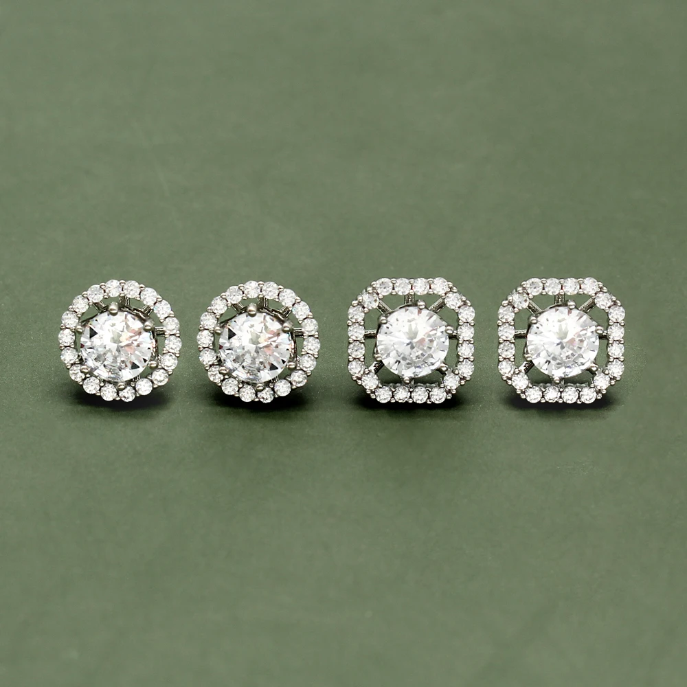 

Beauty 1 Pair Crystal Stud Earrings Party Gift Jewelry for Square Round Cubic Zirconia 18K Rose Gold Plated Geomety Earring