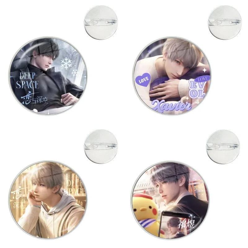 Круглая стеклянная брошь с аниме Love And Deepspace Ксавье рафайель Зайн Мультяшные
