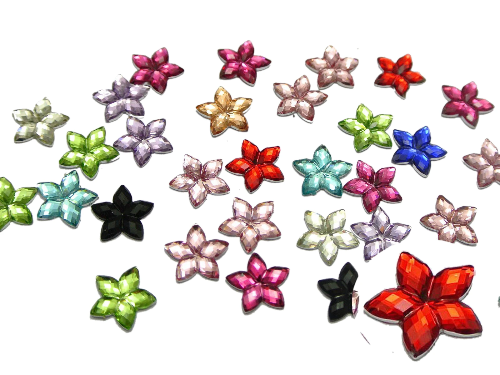

500 Mixed Color Acrylic Flatback Faceted Star Rhinestone Gems 8mm