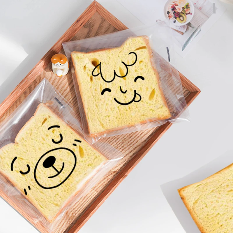 

100pcs Bread Toast Sealing Plastic Cartoon Animal Gift Bag Transparent Floral Candy Bag Cake Cookies Snacks Baking Bags