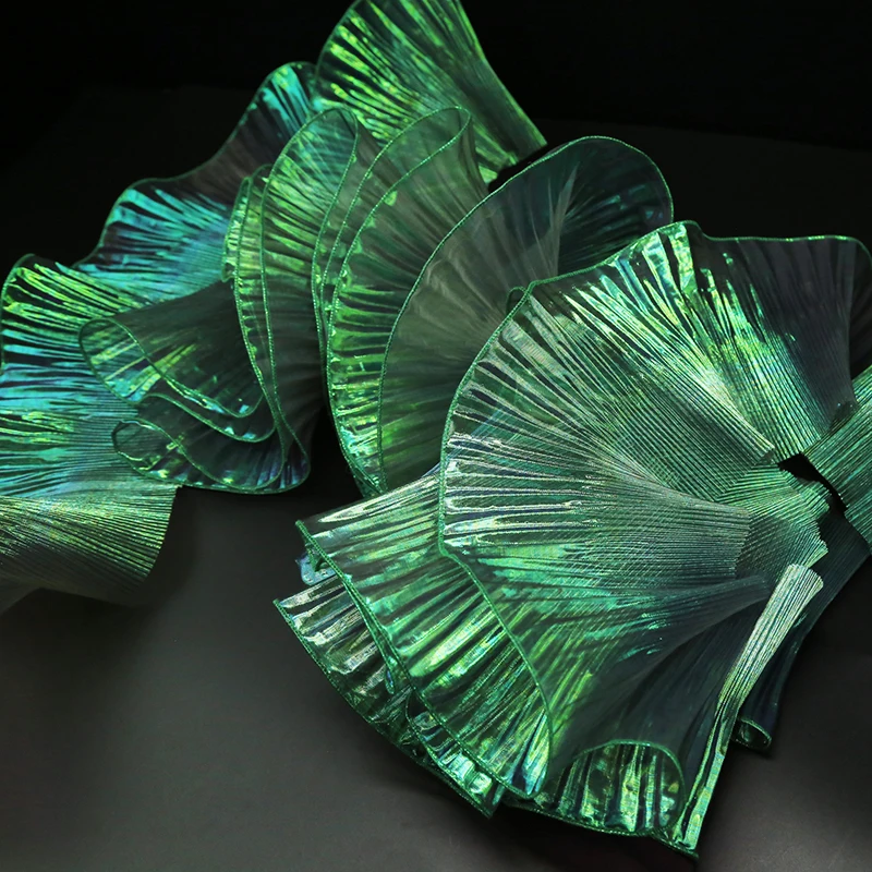 1/3/5/10m Плиссированная кружевная лента из органзы с прозрачными краями ширина 13 см