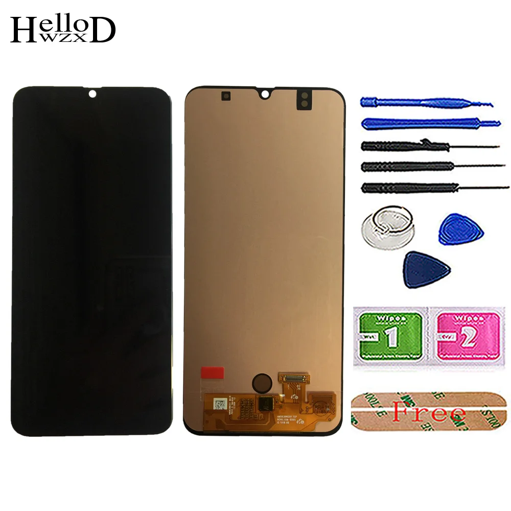 

6.4" Super AMOLED For Samsung Galaxy A50 SM-A505FN/DS A505F/DS A505 A50S LCD Display Touch Screen Digitizer Sensor Frame Tools