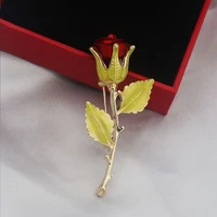 classic red rose flower brooches for women elegant lapel pins wedding party badge jewelry