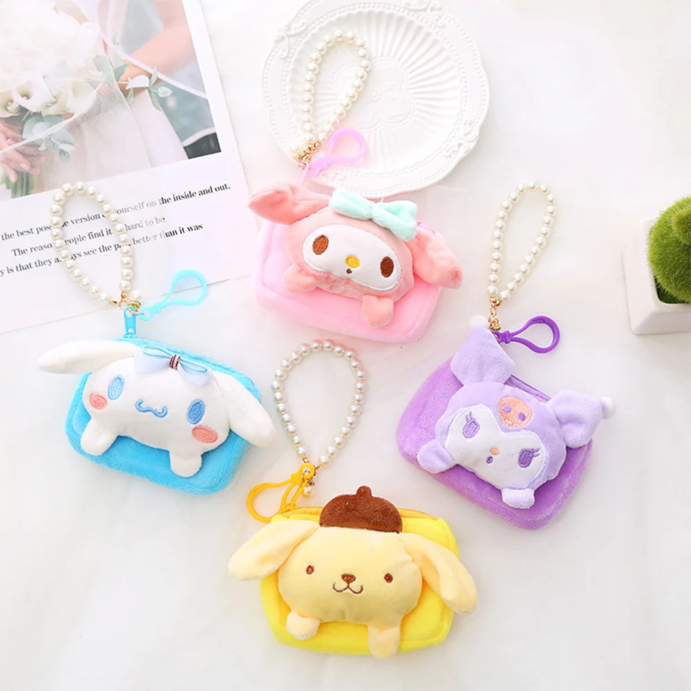 

Kawaii Sanrio Plush Keychain Kuromi My Melody Anime Plush Coin Purse Keychains Bag Pendant Ornaments Accessories Kids Toys Gifts