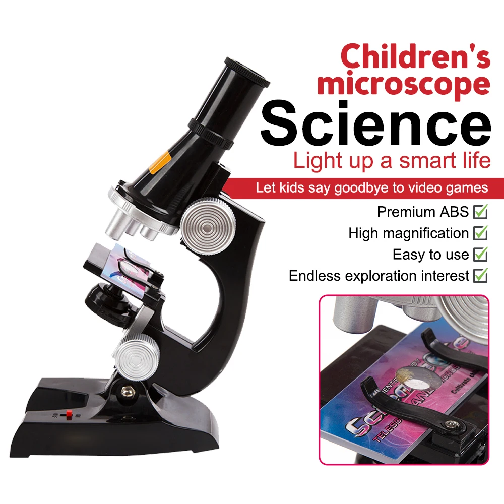 

Children Biological Microscope Kit Microscope Kit Lab 100X 200x 450X Home School Science Educational Toy for Kids Christmas Gift