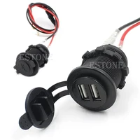 1pcs new motorcycle dual usb mobile phone power supply charger port socket waterproof