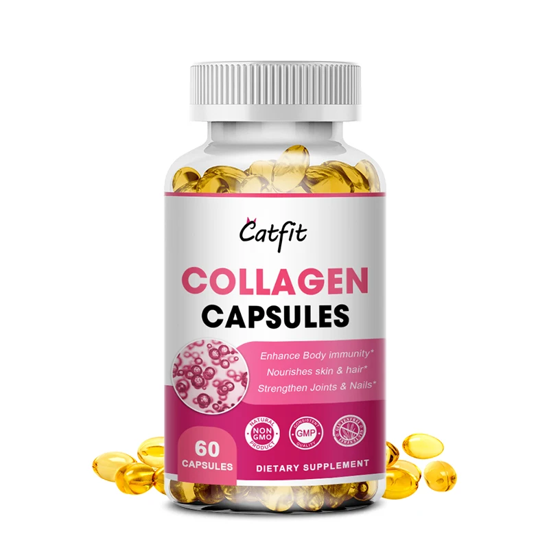

Catfit Collagen Biotin Vegetarian Capsules Vitamin C Skin Whiten Nourish Strengthen Nails Hair Gut Joints Health Diet Supplement