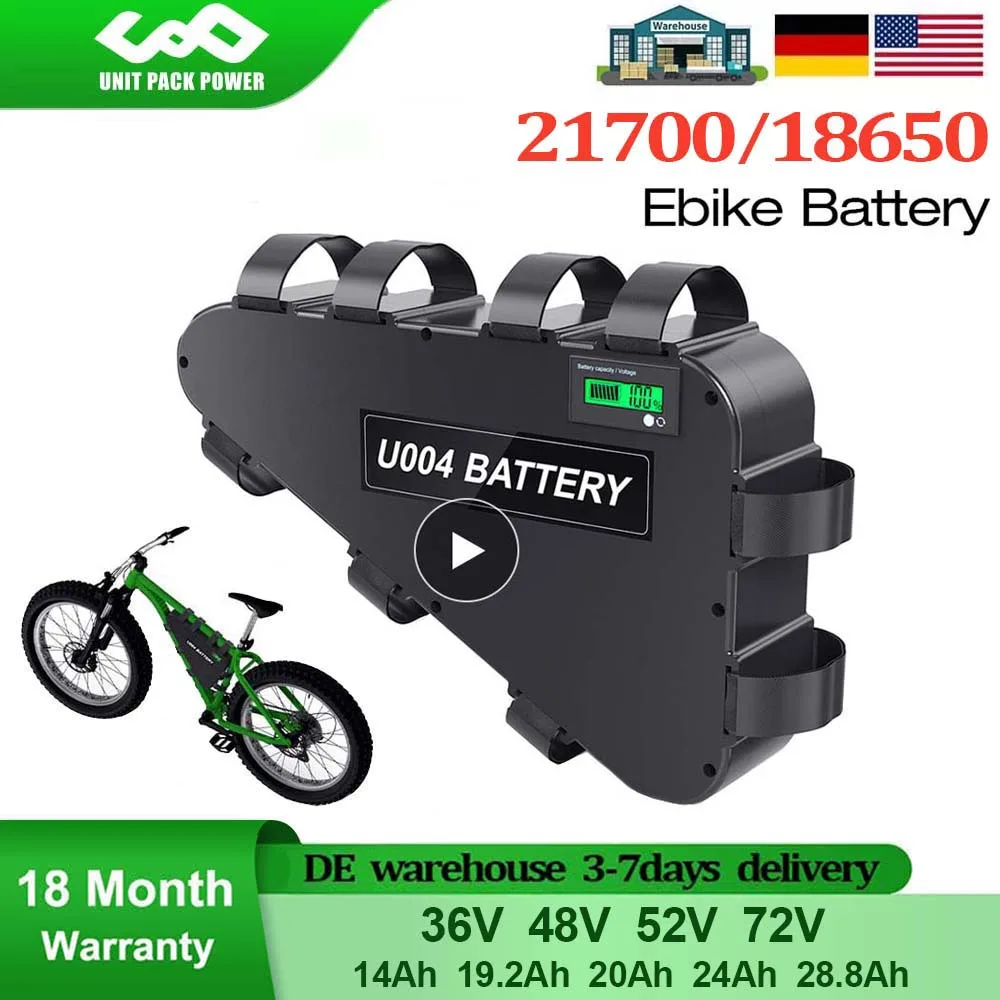 Треугольная батарея 21700 LG 52V 48V 28.8Ah 24Ah 36В 20Ah 72В 19.2Ah Panasonic eBike для 2000W 1500W 1000W 750W 500W