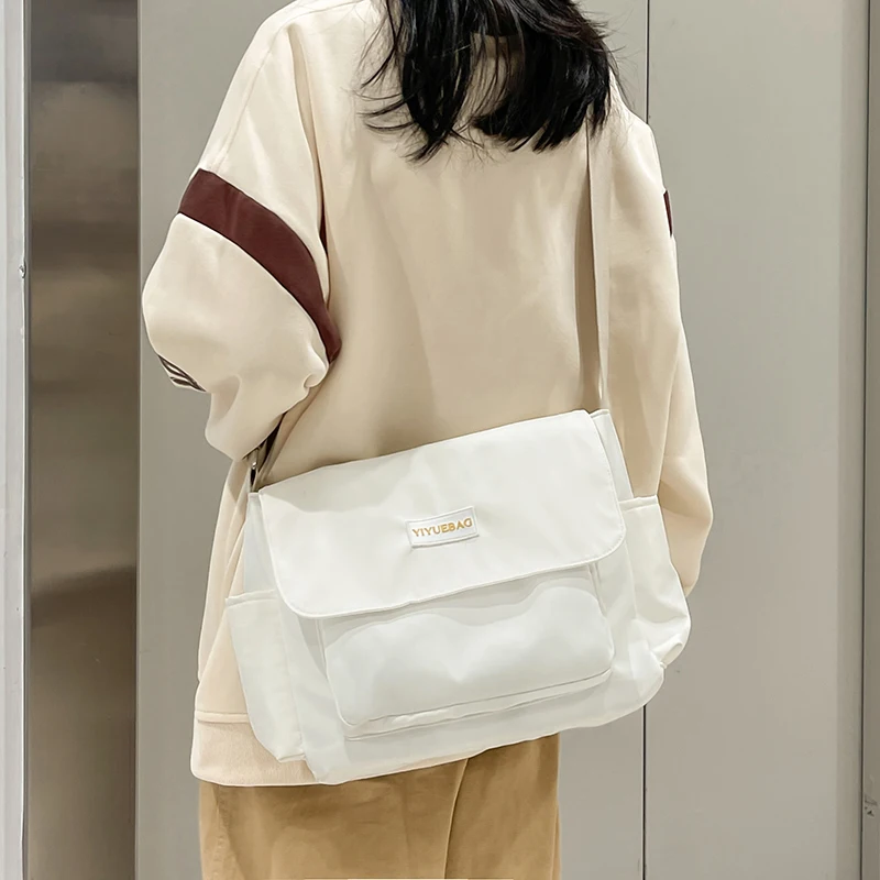 Student Messenger Bag Schoolbag 2023 New Women Shoulder Bags Simple Solid Color Handbags Female Large Size Casual Shopper Bag