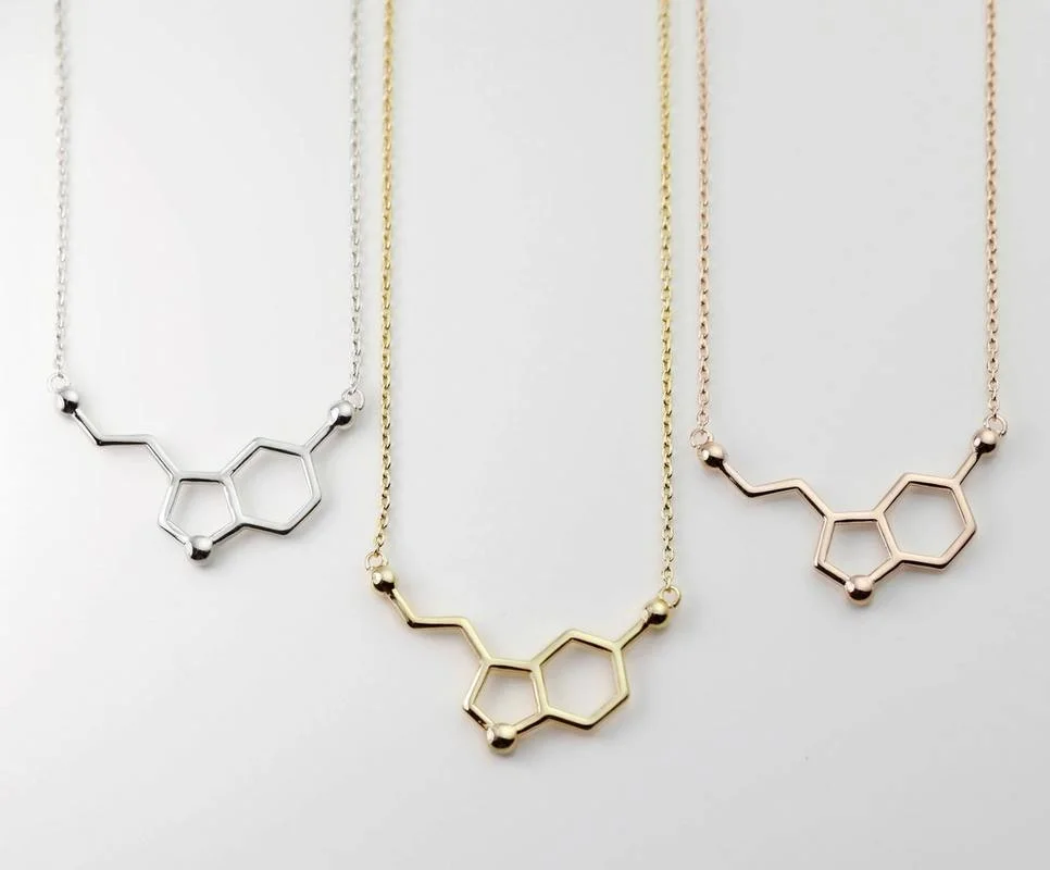 

Serotonin Molecule Necklace • Best Friend Birthday Gift • Science Zodiac Molecule Jewelry • Stainless Steel Jewelry Gift for Her