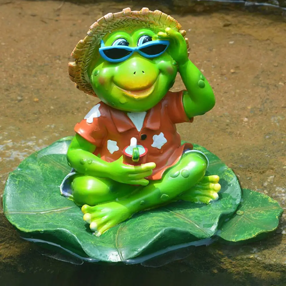 

40%HOT Handicraft FrogS1Figurine Personification Rustic Style Floating Flowing Froggy Statue Garden Decor