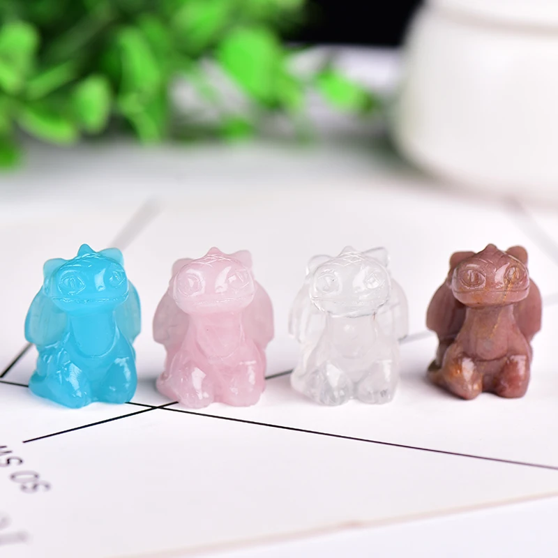 Милый маленький летающий дракон искусственная кожа розовый кварц кристалл белый