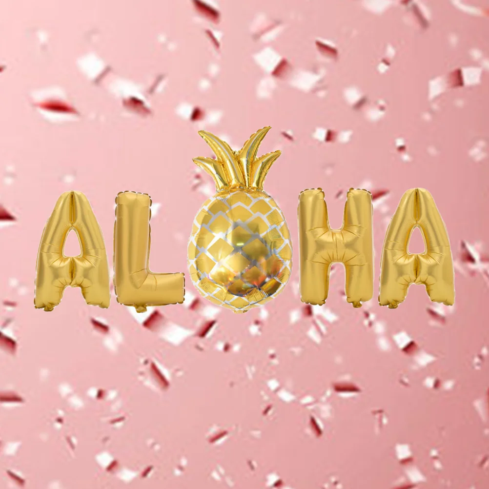 

Aloha Hawaiian Party Foil Balloons 16Inch Golden ALOHA Party Balloon Tropical Summer Party Favors Supplies