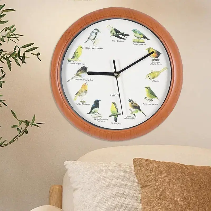 Часы с пеющей птицей 10-дюймовые часы в стиле ретро животными и звуком